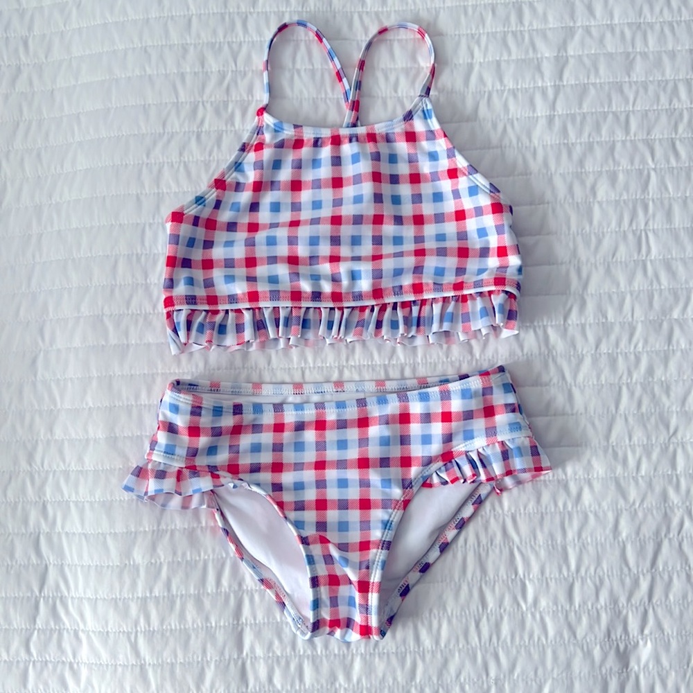 Girl’s High Neck Gingham Twi-Piece Bikini Set from Cat & Jack